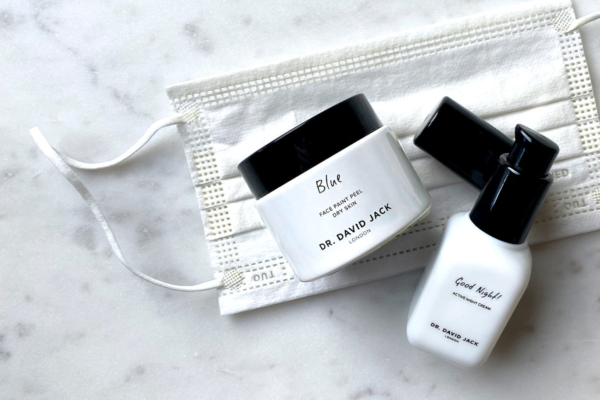 Dr David Jack skincare with a mask - Maskne Duo